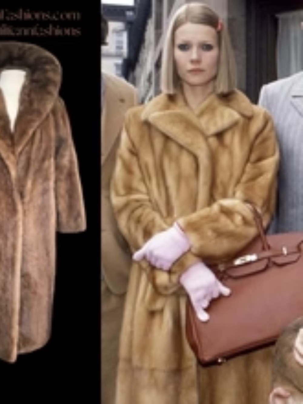 Vintage Whisky Mink Luxury Swing Collared Loose Fit Coat Mad Men Style Gwyneth